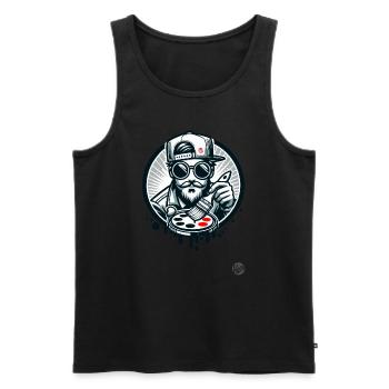 Street-Art-Künstler mit Farb-Palette - Männer Premium Bio Tank Top - Schwarz - Vorne - AI Model Male 178 light (178cm)