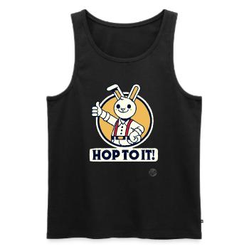 Daumen Hoch Hase - Los Geht’s! - Männer Premium Bio Tank Top - Schwarz - Vorne - AI Model Male 178 light (178cm)