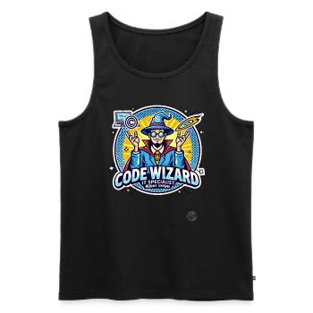 Code Wizard Restart Specialist IT Expert - Men's Premium Organic Tank Top - black - Front - AI Model Male 178 light (178cm)