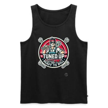Voll getunt und aufgemotzt , Automechaniker Tuner - Männer Premium Bio Tank Top - Schwarz - Vorne - AI Model Male 178 light (178cm)