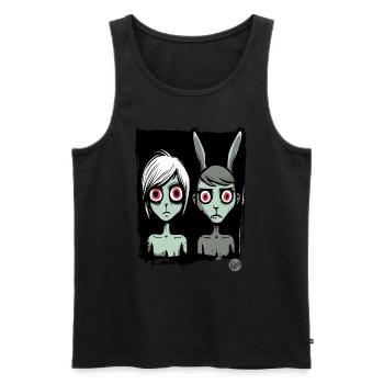 Two gloomy girls as cartoon characters - Men's Premium Organic Tank Top - black - Front - Michal (187cm)