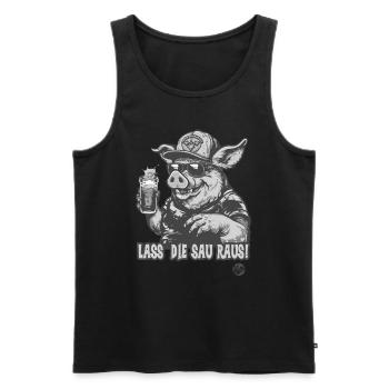 Party Celebration Pig Let the Pig Out - Men's Premium Organic Tank Top - black - Front - Michal (187cm)