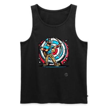 Super Bogenschütze – Pfeil und Bogen - Männer Premium Bio Tank Top - Schwarz - Vorne - Michal (187cm)