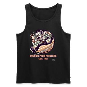 Vintage Cartoon Mann flieht vor Problemen - Männer Premium Bio Tank Top - Schwarz - Vorne - AI Model Male 178 light (178cm)