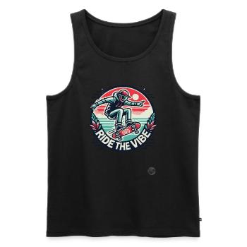 Cooler Vibe beim Skateboard fahrenden Skateboarder - Männer Premium Bio Tank Top - Schwarz - Vorne - AI Model Male 178 light (178cm)