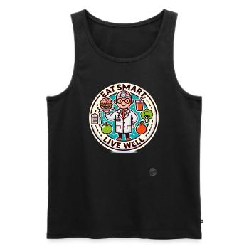 Eat Smart, Live Healthy: Brain Burger - Men's Premium Organic Tank Top - black - Front - AI Model Male 178 light (178cm)