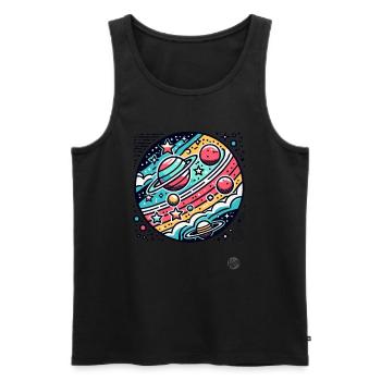 Retro Cartoon Space and Planets - Men's Premium Organic Tank Top - black - Front - AI Model Male 178 light (178cm)
