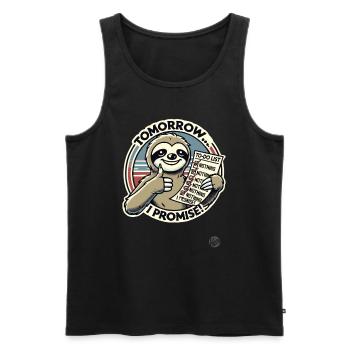 Promised to do nothing, sloth to-do list - Men's Premium Organic Tank Top - black - Front - AI Model Male 178 light (178cm)