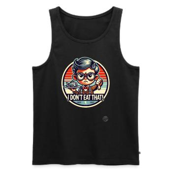 Boy with glasses and fish dish: thumbs down - Men's Premium Organic Tank Top - black - Front - Michal (187cm)