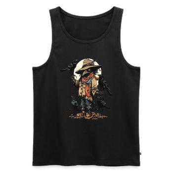 Ravens and crows carried by a scarecrow - Men's Premium Organic Tank Top - black - Front - Michal (187cm)