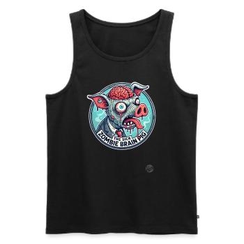 Le cochon zombie au cerveau malade - Débardeur bio Premium Homme - noir - Devant - Michal (187cm)