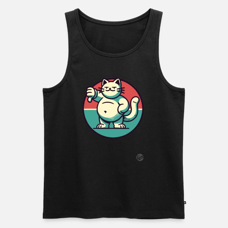 Dicke Katze mit Daumen runter - Männer Premium Bio Tank Top - Schwarz