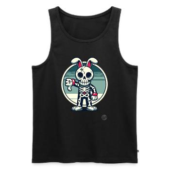 Lapin squelette effrayant avec les pouces vers le bas - Débardeur bio Premium Homme - noir - Devant - Michal (187cm)