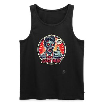 Pouce zombie vers le haut : Ça a l’air frais - Débardeur bio Premium Homme - noir - Devant - Michal (187cm)