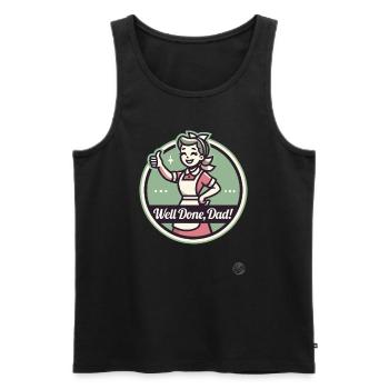 Zustimmende Frau und Mama: Gut gemacht, Papa - Männer Premium Bio Tank Top - Schwarz - Vorne - AI Model Male 178 light (178cm)