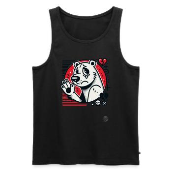 Trauriger Bär winkt mit Herzen zum Abschied - Männer Premium Bio Tank Top - Schwarz - Vorne - Michal (187cm)