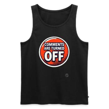 Comments Off on Red Button - Men's Premium Organic Tank Top - black - Front - AI Model Male 178 light (178cm)