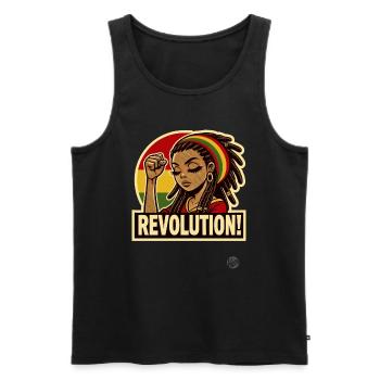 Rasta Girl : Révolution rastafari - Débardeur bio Premium Homme - noir - Devant - Michal (187cm)