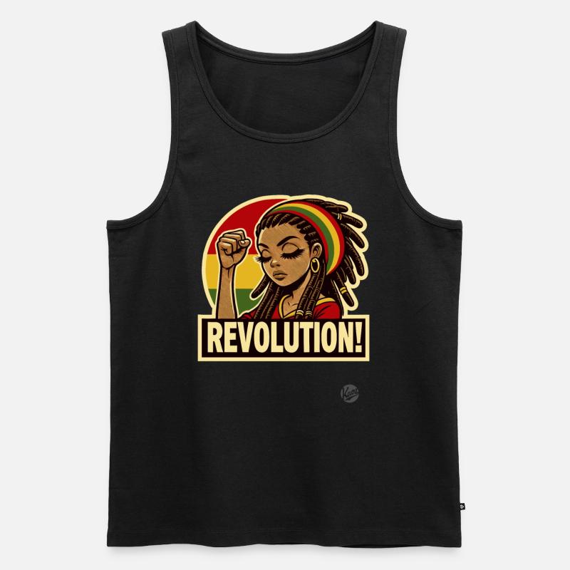 Rasta-Mädchen: Rastafari Revolution - Männer Premium Bio Tank Top - Schwarz