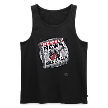 Fake newspaper: Rock music is back - Men's Premium Organic Tank Top - black - Front - AI Model Male 178 light (178cm)
