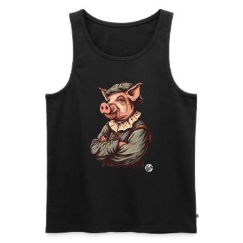 Mittelalterlich Künstler-Schwein - Männer Premium Bio Tank Top - Schwarz - Vorne - AI Model Male 178 light (178cm)