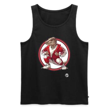 Cooler Sport-Mode Jogging-Anzug Dino - Männer Premium Bio Tank Top - Schwarz - Vorne - AI Model Male 178 light (178cm)