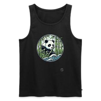 Panda dans la forêt de bambous - Débardeur bio Premium Homme - noir - Devant - AI Model Male 178 light (178cm)