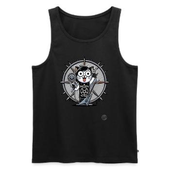 Chat de métal, on fait confiance au Death Metal - Débardeur bio Premium Homme - noir - Devant - AI Model Male 178 light (178cm)