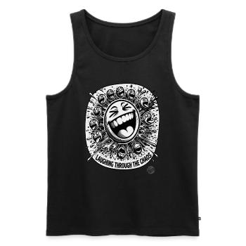 Laughing through the chaos - Men's Premium Organic Tank Top - black - Front - Michal (187cm)