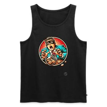 Manager erwischt: Hand in der Keksdose - Männer Premium Bio Tank Top - Schwarz - Vorne - AI Model Male 178 light (178cm)