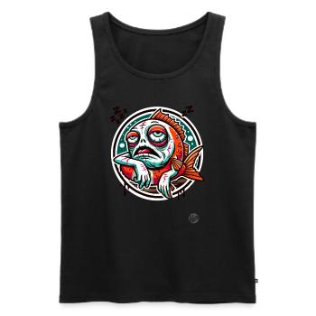 Always Tired, Lazy Zombie Fish - Men's Premium Organic Tank Top - black - Front - AI Model Male 178 light (178cm)
