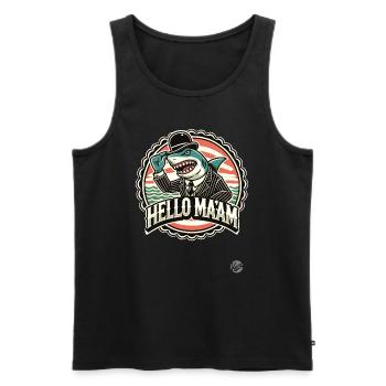 The Gentle Shark: Hello, madam, - Men's Premium Organic Tank Top - black - Front - Michal (187cm)
