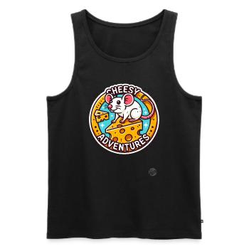Cheese Adventure of a Mouse - Men's Premium Organic Tank Top - black - Front - Michal (187cm)