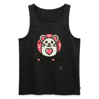 Mouse Love with Heart - Men's Premium Organic Tank Top - black - Front - AI Model Male 178 light (178cm)
