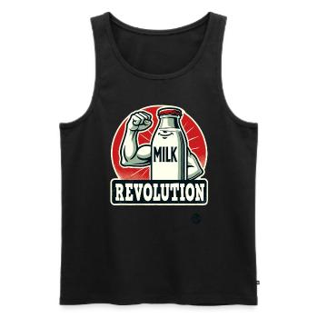 Milk revolution - Men's Premium Organic Tank Top - black - Front - AI Model Male 178 light (178cm)