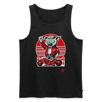 Kaneda Pigira Japanese Cyborg Pig Motorcycle - Men's Premium Organic Tank Top - black - Front - AI Model Male 178 light (178cm)