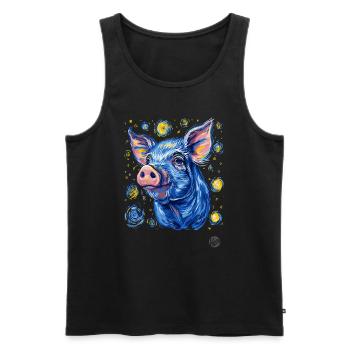 Night full of stars pig - Men's Premium Organic Tank Top - black - Front - AI Model Male 178 light (178cm)