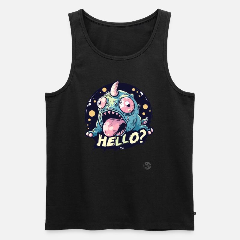 Verrücktes Einhorn-Echsen Hallo - Männer Premium Bio Tank Top - Schwarz