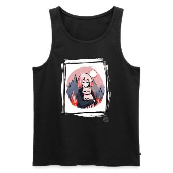 Fille avec chat - Débardeur bio Premium Homme - noir - Devant - AI Model Male 178 light (178cm)