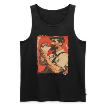 Beau laitier buvant du lait - Débardeur bio Premium Homme - noir - Devant - AI Model Male 178 light (178cm)