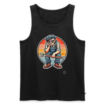 Gelangweilter Arbeiter Handwerker - Männer Premium Bio Tank Top - Schwarz - Vorne - Michal (187cm)