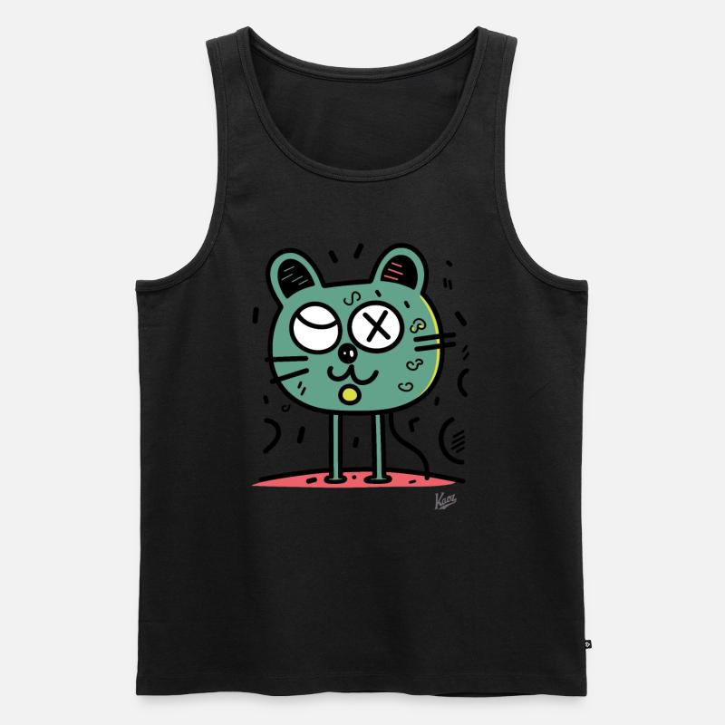 Lustiger Cartoon-Kater oder Katze - Männer Premium Bio Tank Top - Schwarz