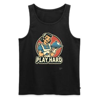 Housewife Cooking Serving Hard Play - Men's Premium Organic Tank Top - black - Front - AI Model Male 178 light (178cm)