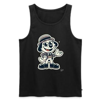 Chien de dessin animé rétro en costume classique avec chapeau - Débardeur bio Premium Homme - noir - Devant - AI Model Male 178 light (178cm)