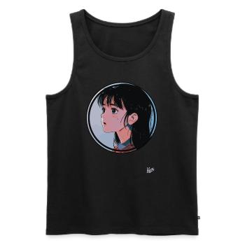 Fille de dessin animé japonais - Débardeur bio Premium Homme - noir - Devant - Michal (187cm)