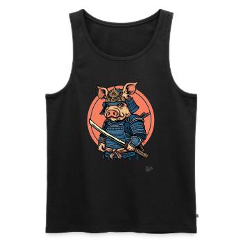 Shogun japonais Samouraï Cochon - Débardeur bio Premium Homme - noir - Devant - AI Model Male 178 light (178cm)
