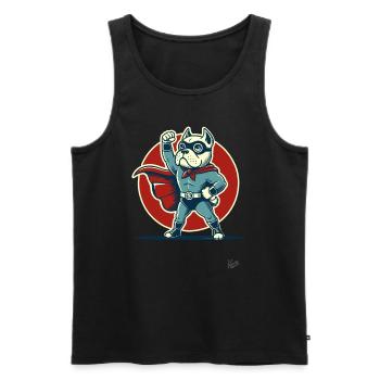 Superhelden Bullterrier Hund - Männer Premium Bio Tank Top - Schwarz - Vorne - AI Model Male 178 light (178cm)