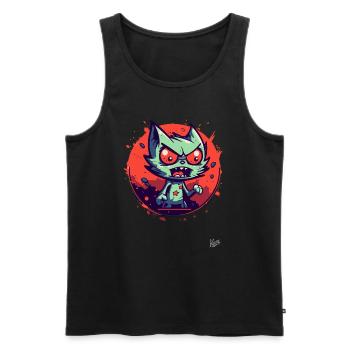 Verrückte Lustige Aggro-Katze - Männer Premium Bio Tank Top - Schwarz - Vorne - AI Model Male 178 light (178cm)