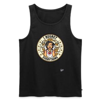 Genervte Hausfrau - Ich bereue alles - Männer Premium Bio Tank Top - Schwarz - Vorne - AI Model Male 178 light (178cm)