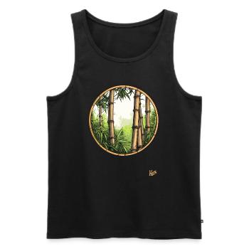 Forêt de bambous dans la forêt de bambous - Débardeur bio Premium Homme - noir - Devant - AI Model Male 178 light (178cm)